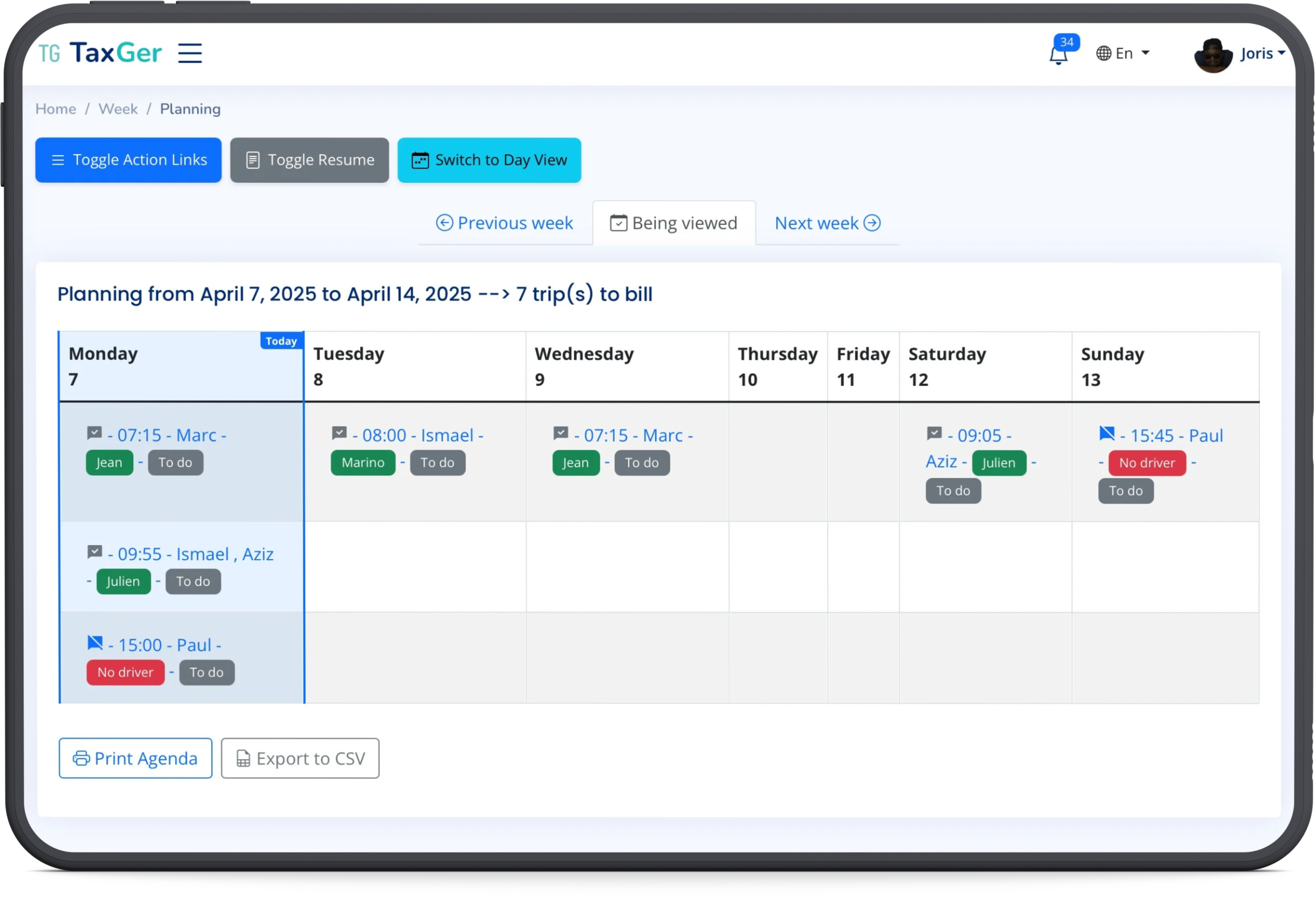 Taxi Management Dashboard